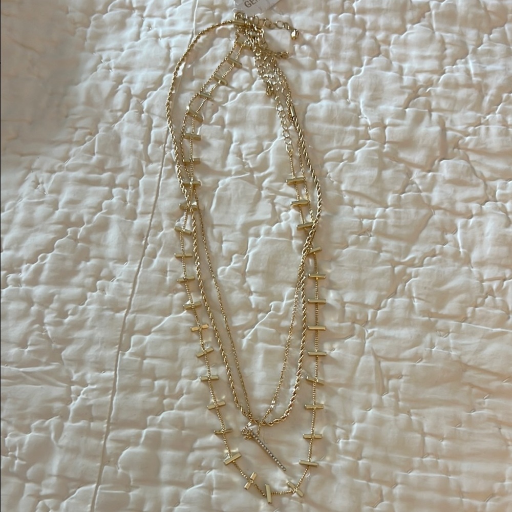 Elegant Tri strand Gold Necklace Set